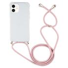 For iPhone 12 mini Four-Corner Shockproof Transparent TPU Case with Lanyard(Pink) - 2