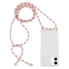 For iPhone 12 mini Four-Corner Shockproof Transparent TPU Case with Lanyard(Pink Yellow) - 1