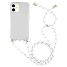 For iPhone 12 mini Four-Corner Shockproof Transparent TPU Case with Lanyard(White Black) - 2