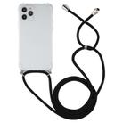 For iPhone 12 / 12 Pro Four-Corner Shockproof Transparent TPU Case with Lanyard(Black) - 2