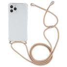 For iPhone 12 / 12 Pro Four-Corner Shockproof Transparent TPU Case with Lanyard(Gold) - 2