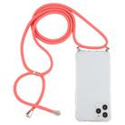 For iPhone 12 / 12 Pro Four-Corner Shockproof Transparent TPU Case with Lanyard(Red) - 1