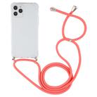 For iPhone 12 / 12 Pro Four-Corner Shockproof Transparent TPU Case with Lanyard(Red) - 2