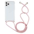 For iPhone 12 / 12 Pro Four-Corner Shockproof Transparent TPU Case with Lanyard(Pink) - 2