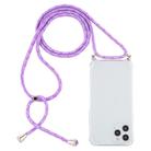 For iPhone 12 / 12 Pro Four-Corner Shockproof Transparent TPU Case with Lanyard(Purple) - 1