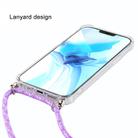 For iPhone 12 / 12 Pro Four-Corner Shockproof Transparent TPU Case with Lanyard(Purple) - 3