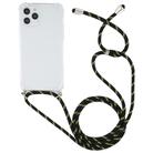 For iPhone 12 / 12 Pro Four-Corner Shockproof Transparent TPU Case with Lanyard(Black Green) - 2