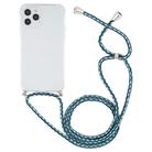 For iPhone 12 / 12 Pro Four-Corner Shockproof Transparent TPU Case with Lanyard(Green Blue White) - 2