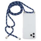 For iPhone 12 / 12 Pro Four-Corner Shockproof Transparent TPU Case with Lanyard(Blue White) - 1