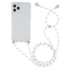 For iPhone 12 / 12 Pro Four-Corner Shockproof Transparent TPU Case with Lanyard(White Black) - 2