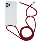 For iPhone 12 Pro Max Four-Corner Shockproof Transparent TPU Case with Lanyard(Wine Red) - 1