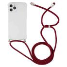 For iPhone 12 Pro Max Four-Corner Shockproof Transparent TPU Case with Lanyard(Wine Red) - 2