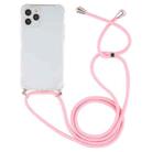 For iPhone 12 Pro Max Four-Corner Shockproof Transparent TPU Case with Lanyard(Light Pink) - 2