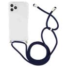 For iPhone 12 Pro Max Four-Corner Shockproof Transparent TPU Case with Lanyard(Dark Blue) - 2