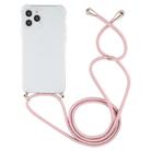 For iPhone 12 Pro Max Four-Corner Shockproof Transparent TPU Case with Lanyard(Pink) - 2