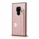 For Huawei Mate 20 Wrist Strap PU+TPU Shockproof Protective Case with Crossbody Lanyard & Holder & Card Slot(Rose Gold) - 2