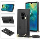 For Huawei Mate 20 Wrist Strap PU+TPU Shockproof Protective Case with Crossbody Lanyard & Holder & Card Slot(Black) - 1