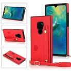 For Huawei Mate 20 Wrist Strap PU+TPU Shockproof Protective Case with Crossbody Lanyard & Holder & Card Slot(Red) - 1