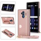For Huawei Mate 20 Lite Wrist Strap PU+TPU Shockproof Protective Case with Crossbody Lanyard & Holder & Card Slot(Rose Gold) - 1