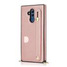 For Huawei Mate 20 Lite Wrist Strap PU+TPU Shockproof Protective Case with Crossbody Lanyard & Holder & Card Slot(Rose Gold) - 2