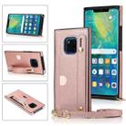 For Huawei Mate 20 Pro Wrist Strap PU+TPU Shockproof Protective Case with Crossbody Lanyard & Holder & Card Slot(Rose Gold) - 1