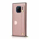 For Huawei Mate 20 Pro Wrist Strap PU+TPU Shockproof Protective Case with Crossbody Lanyard & Holder & Card Slot(Rose Gold) - 2