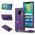 For Huawei Mate 20 Pro Wrist Strap PU+TPU Shockproof Protective Case with Crossbody Lanyard & Holder & Card Slot(Purple) - 1