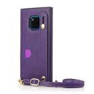 For Huawei Mate 20 Pro Wrist Strap PU+TPU Shockproof Protective Case with Crossbody Lanyard & Holder & Card Slot(Purple) - 2