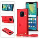 For Huawei Mate 20 Pro Wrist Strap PU+TPU Shockproof Protective Case with Crossbody Lanyard & Holder & Card Slot(Red) - 1