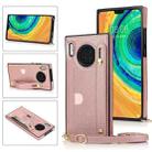 For Huawei Mate 30 Wrist Strap PU+TPU Shockproof Protective Case with Crossbody Lanyard & Holder & Card Slot(Rose Gold) - 1