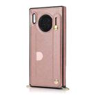 For Huawei Mate 30 Wrist Strap PU+TPU Shockproof Protective Case with Crossbody Lanyard & Holder & Card Slot(Rose Gold) - 2