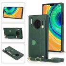 For Huawei Mate 30 Wrist Strap PU+TPU Shockproof Protective Case with Crossbody Lanyard & Holder & Card Slot(Green) - 1