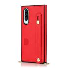 For Huawei P30 Wrist Strap PU+TPU Shockproof Protective Case with Crossbody Lanyard & Holder & Card Slot(Red) - 1
