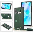 For Huawei P30 Lite Wrist Strap PU+TPU Shockproof Protective Case with Crossbody Lanyard & Holder & Card Slot(Green) - 1