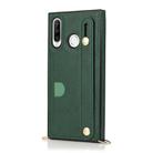 For Huawei P30 Lite Wrist Strap PU+TPU Shockproof Protective Case with Crossbody Lanyard & Holder & Card Slot(Green) - 1