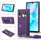 For Huawei P30 Lite Wrist Strap PU+TPU Shockproof Protective Case with Crossbody Lanyard & Holder & Card Slot(Purple) - 1