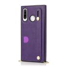 For Huawei P30 Lite Wrist Strap PU+TPU Shockproof Protective Case with Crossbody Lanyard & Holder & Card Slot(Purple) - 2