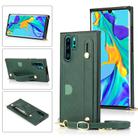 For Huawei P30 Pro Wrist Strap PU+TPU Shockproof Protective Case with Crossbody Lanyard & Holder & Card Slot(Green) - 1