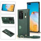 For Huawei P40 Wrist Strap PU+TPU Shockproof Protective Case with Crossbody Lanyard & Holder & Card Slot(Green) - 1