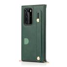 For Huawei P40 Wrist Strap PU+TPU Shockproof Protective Case with Crossbody Lanyard & Holder & Card Slot(Green) - 2