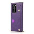 For Huawei P40 Wrist Strap PU+TPU Shockproof Protective Case with Crossbody Lanyard & Holder & Card Slot(Purple) - 2