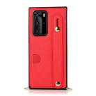 For Huawei P40 Pro Wrist Strap PU+TPU Shockproof Protective Case with Crossbody Lanyard & Holder & Card Slot(Red) - 2