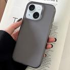 For iPhone 15 Plus Transparent Comfortable Frosted TPU Phone Case(Black) - 1