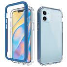 For iPhone 12 mini Shockproof TPU Frame + Clear PC Back Case + Front PET Screen Protector(Blue) - 1