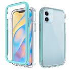 For iPhone 12 mini Shockproof TPU Frame + Clear PC Back Case + Front PET Screen Protector(Mint Green) - 1