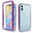 For iPhone 12 mini Shockproof TPU Frame + Clear PC Back Case + Front PET Screen Protector(Purple) - 1