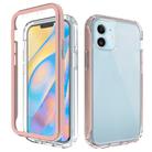 For iPhone 12 mini Shockproof TPU Frame + Clear PC Back Case + Front PET Screen Protector(Rose Gold) - 1