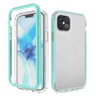 For iPhone 12 / 12 Pro Shockproof TPU Frame + Clear PC Back Case + Front PET Screen Protector(Mint Green) - 1