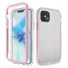 For iPhone 12 / 12 Pro Shockproof TPU Frame + Clear PC Back Case + Front PET Screen Protector(Pink) - 1