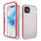 For iPhone 12 / 12 Pro Shockproof TPU Frame + Clear PC Back Case + Front PET Screen Protector(Red) - 1